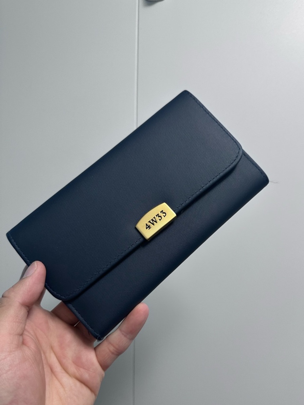NAVY Wallet with Gold Plate -